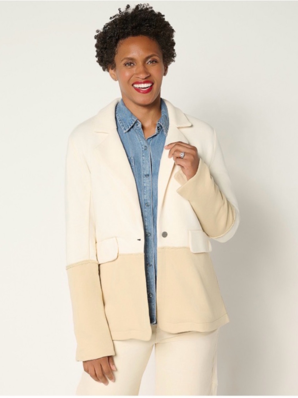 Peace Love World French Terry 2 Color Blazer Sz Large Pristine